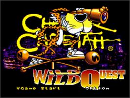 Title screen of Chester Cheetah: Wild Wild Quest on the Nintendo SNES.