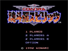 Title screen of Contra III: The Alien Wars on the Nintendo SNES.