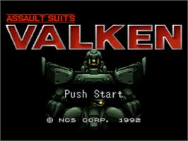 Title screen of Cybernator on the Nintendo SNES.