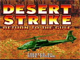 Title screen of Desert Strike - Return To The Gulf on the Nintendo SNES.