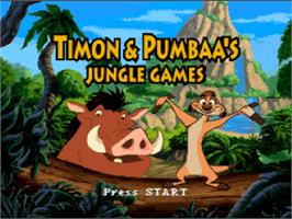 Title screen of Disney's Timon & Pumbaa's Jungle Games on the Nintendo SNES.