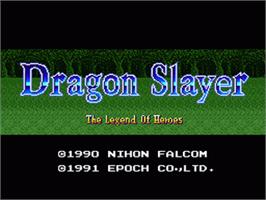 Title screen of Dragon Slayer - Eiyuu Densetsu on the Nintendo SNES.