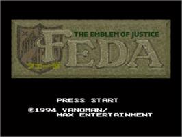 Title screen of Feda - The Emblem Of Justice on the Nintendo SNES.