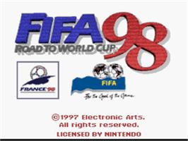 Title screen of Fifa 98 - Road To World Cup on the Nintendo SNES.