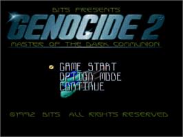 Title screen of Genocide 2 on the Nintendo SNES.