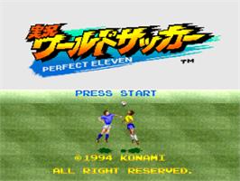 Title screen of International Superstar Soccer on the Nintendo SNES.