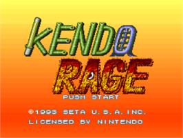 Title screen of Kendo Rage on the Nintendo SNES.