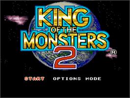Title screen of King Of The Monsters 2 on the Nintendo SNES.