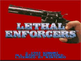 Title screen of Lethal Enforcers on the Nintendo SNES.