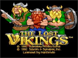 Title screen of Lost Vikings, The on the Nintendo SNES.