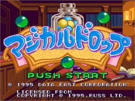 Title screen of Magical Drop on the Nintendo SNES.