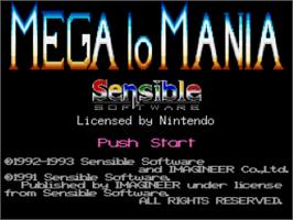 Title screen of Megalomania on the Nintendo SNES.