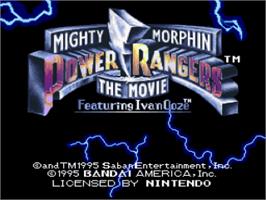 Title screen of Mighty Morphin Power Rangers - The Movie on the Nintendo SNES.