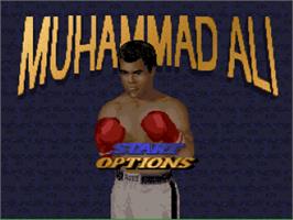Title screen of Muhammad Ali Heavyweight Boxing on the Nintendo SNES.
