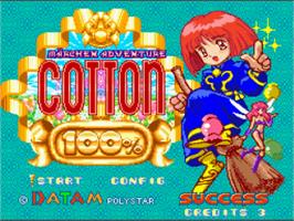 Title screen of Märchen Adventure Cotton 100% on the Nintendo SNES.