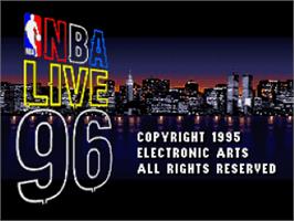 Title screen of NBA Live '96 on the Nintendo SNES.