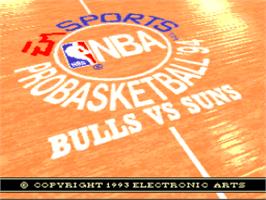Title screen of NBA Showdown on the Nintendo SNES.