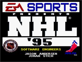 Title screen of Nhl 95 on the Nintendo SNES.
