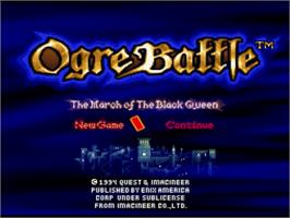 Title screen of Ogre Battle - The March Of The Black Queen on the Nintendo SNES.