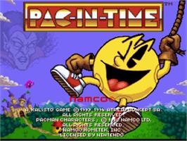 Title screen of Pac-in-time on the Nintendo SNES.