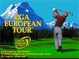 Title screen of Pga European Tour on the Nintendo SNES.