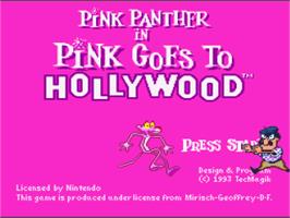 Title screen of Pink Goes To Hollywood on the Nintendo SNES.