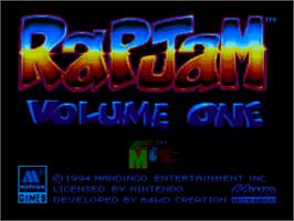 Title screen of Rapjam - Volume One on the Nintendo SNES.