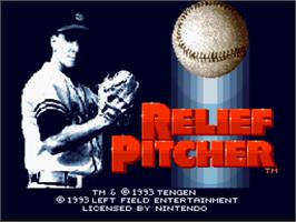 Title screen of Relief Pitcher on the Nintendo SNES.
