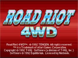 Title screen of Road Riot 4wd on the Nintendo SNES.