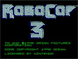 Title screen of Robocop 3 on the Nintendo SNES.