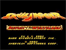 Title screen of Sküljagger: Revolt of the Westicans on the Nintendo SNES.