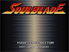 Title screen of Soul Blade on the Nintendo SNES.