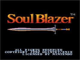 Title screen of Soul Blazer on the Nintendo SNES.