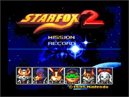 Title screen of Star Fox 2 on the Nintendo SNES.