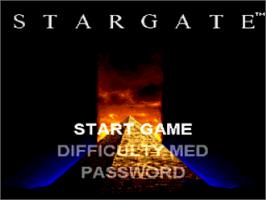Title screen of Stargate on the Nintendo SNES.
