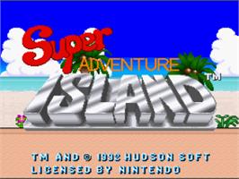 Title screen of Super Adventure Island on the Nintendo SNES.