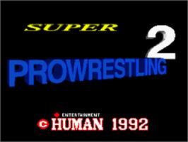 Title screen of Super Fire Pro Wrestling 2 on the Nintendo SNES.