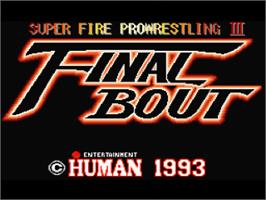 Title screen of Super Fire Pro Wrestling 3 - Final Bout on the Nintendo SNES.