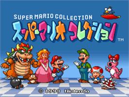 Title screen of Super Mario All-stars on the Nintendo SNES.