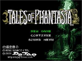 Title screen of Tales of Phantasia on the Nintendo SNES.
