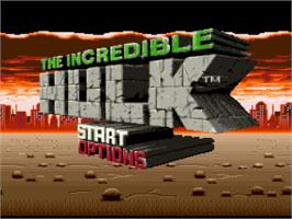 Title screen of The Incredible Hulk on the Nintendo SNES.