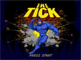 Title screen of Tick, The on the Nintendo SNES.