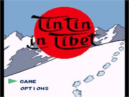 Title screen of Tintin in Tibet on the Nintendo SNES.