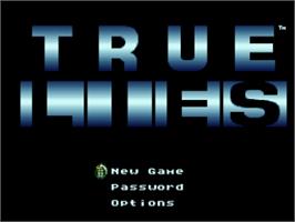 Title screen of True Lies on the Nintendo SNES.