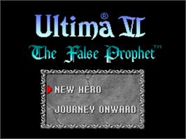 Title screen of Ultima 6 - The False Prophet on the Nintendo SNES.