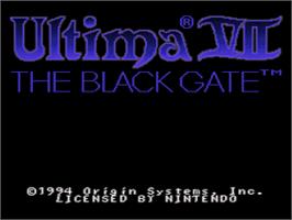 Title screen of Ultima VII: The Black Gate on the Nintendo SNES.