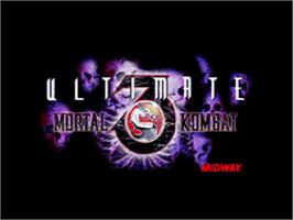 Title screen of Ultimate Mortal Kombat 3 on the Nintendo SNES.