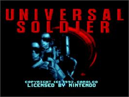 Title screen of Universal Soldier on the Nintendo SNES.