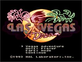 Title screen of Vegas Stakes on the Nintendo SNES.