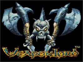 Title screen of Weaponlord on the Nintendo SNES.